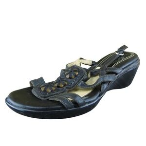 Naturalizer Falconette Women Gladiator Sandal Shoes Size 6‎ Medium Black Leather
